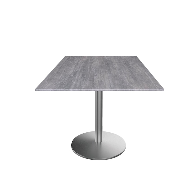 30 Tall OD214 St Steel Table Base w22 Dia foot and 32x32 Square Greystone Top, IndoorOutdoor